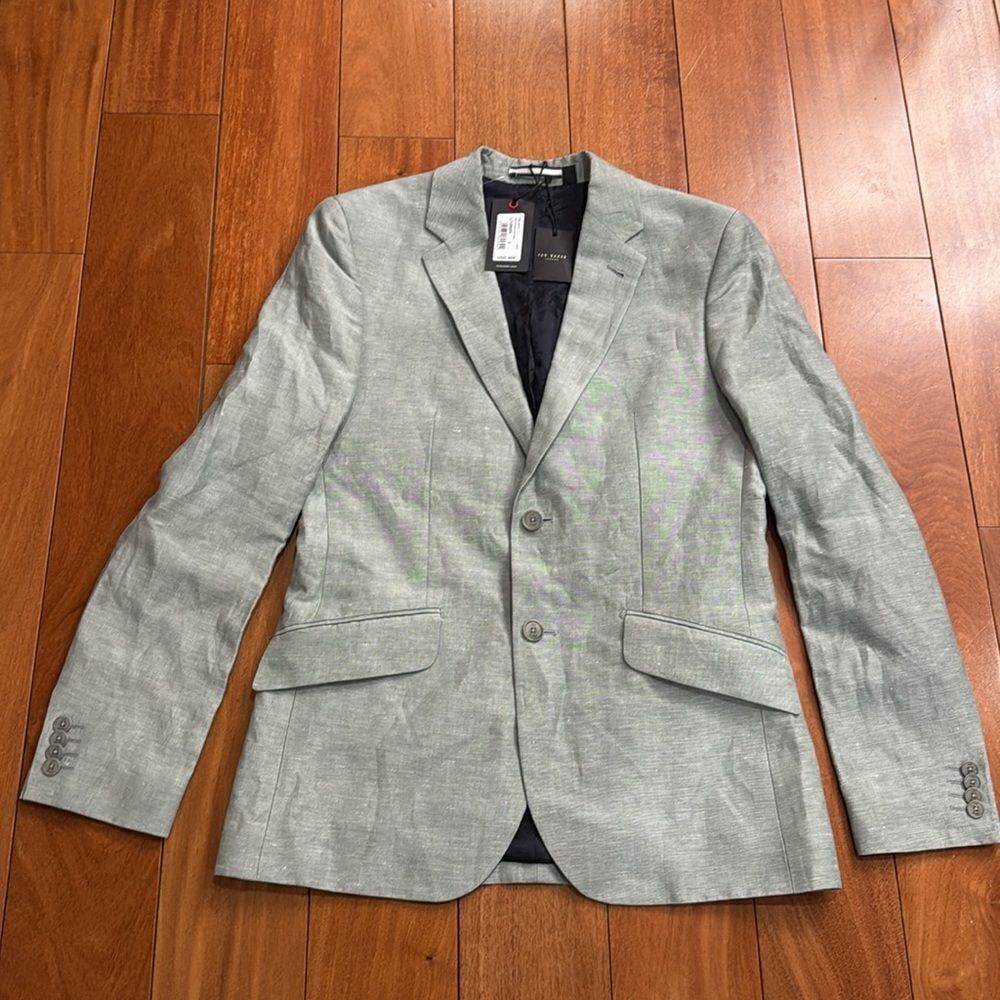 NWT Ted Baker MMJ LANCEJ‎ Jacket Mens Light Green Linen Wool Slim Fit Blazer 2